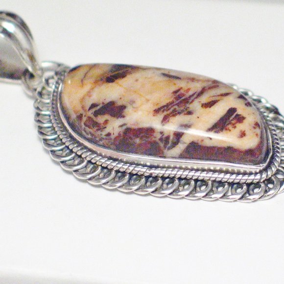 Agate Pendant Sterling Silver Mocha Browns Mens - Picture 5 of 5